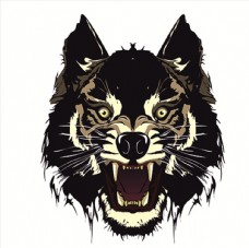淘宝海报狼动物图案剪影混合图标UI标志