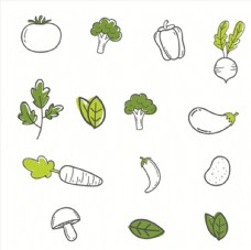 可爱卡通手绘蔬菜边框图标图框