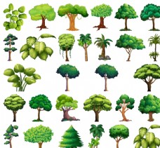 绿树树矢量素材