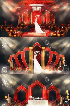 红色婚礼大气设计图片