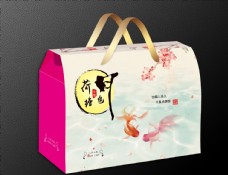 中国风传统中秋月饼金鱼手拎盒