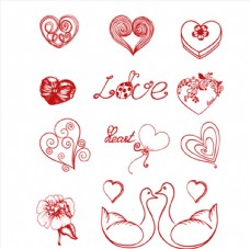 图表工具爱心情人节线描元素印花服装底纹