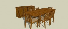 SKP木质桌椅柜子skp模型