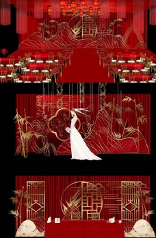 红色大气婚礼图片