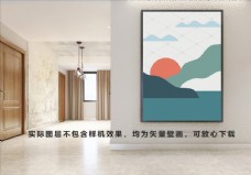 水墨中国风日本大厅壁画客厅挂画