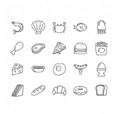 
                    手绘西式快餐食物图标图片
