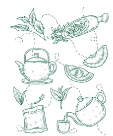 茶文化茶叶线稿