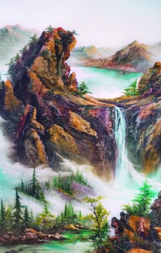清新唯美自然风景山水风景画自然风光水墨画