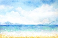 景观水景大海手绘