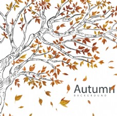 挂画秋天绘画树叶素材