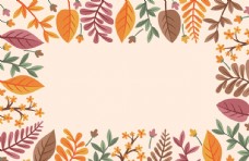 黄色背景秋天绘画树叶素材