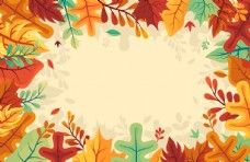 挂画秋天绘画树叶素材
