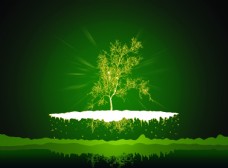 绿树绿色大气漂浮的树文案宣传海报