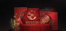 结婚背景设计红色婚庆舞台背景红色舞台