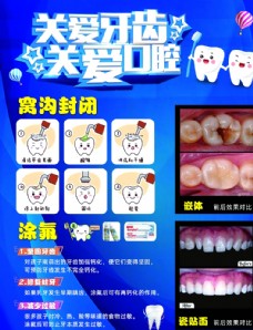 蓝色科技背景牙科诊所海报