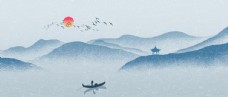 飞鸟中国风新中式山水画