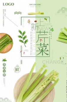绿色蔬菜小清新蔬菜芹菜促销海报图片