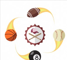 棒球徽章和运动球