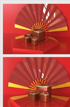 
                    3D红色中国风礼物图片
