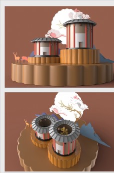 
                    3D中秋节月饼美陈设计图片
