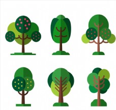 绿树扁平化绿色树木图片