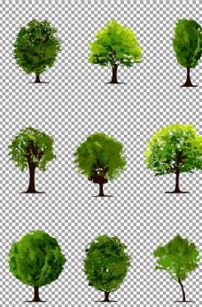 绿树手绘绿色树木图片