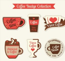 咖啡杯彩色咖啡徽章图片