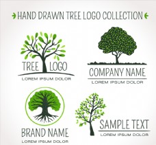 绿树手绘绿色树木标志图片