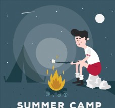 篝火创意夏季野营男子图片