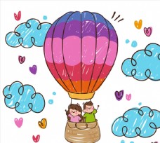 
                    搭乘热气球的情侣图片
