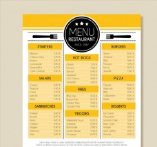 
                    黄色餐馆菜单设计图片
