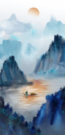 新中式山水装饰画图片