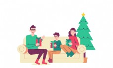 
                    家庭圣诞插画图片
