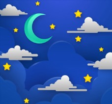 夜晚天空月亮和云朵图片