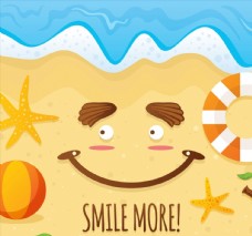 度假夏季沙滩笑脸矢量图片