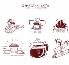 咖啡杯咖啡徽章和标签图片