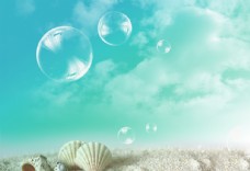 大自然唯美海岸贝壳泡泡图片