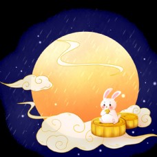 中秋月饼中秋吃月饼的兔子图片