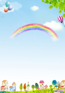 树木彩虹氢气球图片