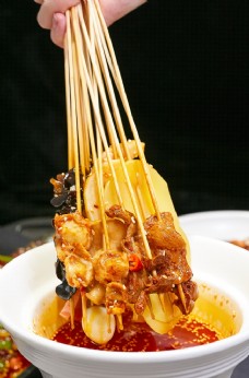 美食背景火锅串串美食食材背景素材图片
