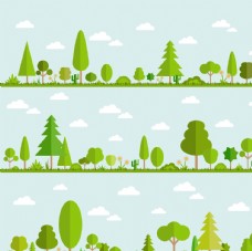 绿树景观树卡通矢量图图片