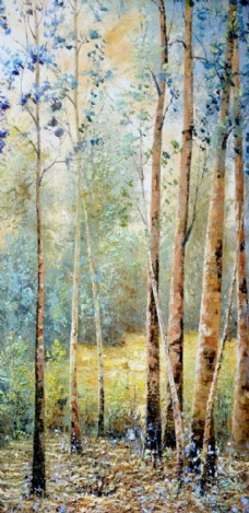 树木森林色彩墙画壁画素材图片