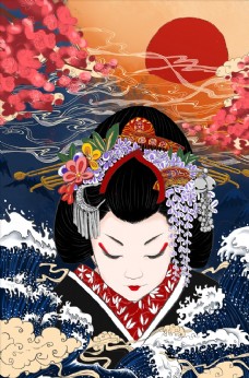 日本女人插画图片