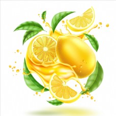 新鲜美食柠檬和叶子图片