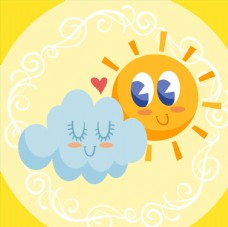 可爱云朵和太阳图片