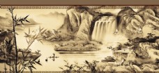 中式国画山水背景墙图片