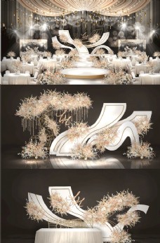 轻奢高端白金色婚礼效果图图片