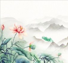 水墨中国风古代山水水墨画图片