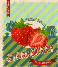 水果农场复古草莓宣传海报图片