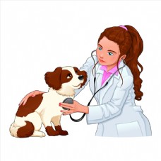 女兽医和宠物狗图片